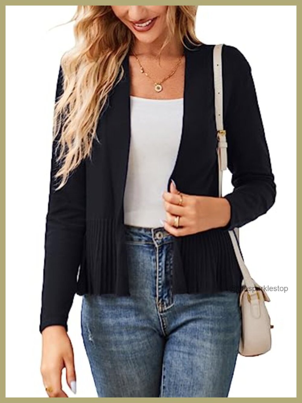 Lightweight Viscose Peplum Cardigan Long Sleeve Open Front Cropped Knit Sweater